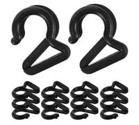ibasenice 50pcs Plastic S Hooks for Tents Awning Light Holder for Camping | Black High Strength Plastic, UV Resistant and Anti Rust Treatment, Indoor Canopy Party Lighting