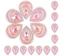 ibasenice 50pcs Waterdrop-Shaped Rhinestones Flatback Craft Rhinestones Pink Resin Plastic Shiny Color Firmly Adhere Kit for DIY Clothes Decoration on Jeans and Shoes