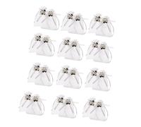 ibasenice 50pcs White Rose Organza Drawstring Jewelry Bags, 10x12cm Hard Mesh Pouches for Wedding Candy, Party Favors, Wrapping Supplies