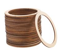ibasenice 50pcs Wooden Round Rings Unfinished DIY Craft Circles for Macrame Supplies Home Decor Party Decorations and Artistic Woodworking Projects