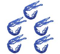 ibasenice 5pcs Blue Nylon Slow Feeder Hay Bag with Reinforced Edges and Wide Opening, Reusable Mesh Net Feeding Bag for Goats and Sheep at Stable or Ranch to Prevent Feed Wastage