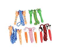 ibasenice 5Pcs Cartoon Jump Rope Wooden Handle Skipping Ropes for Lightweight Exercise Equipment for Outdoor Includes Frog Little Man Little Bear Rabbit Designs