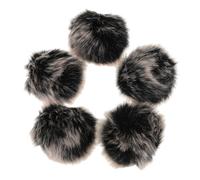 ibasenice 5pcs Clip on Mic Cover Windproof Design Black Furry Microphone Wind Muff Made of Imitation Rabbit Portable Noise Reduction for Public Speaking and Professional Use