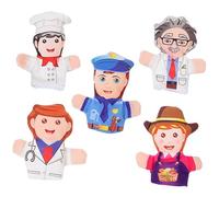 ibasenice 5pcs Cute Occupational Finger Puppets for Adorable Cartoon Characters Including Police Doctor Farmer Chef Scientist Interactive Storytelling for Preschool Classroom Party Favors