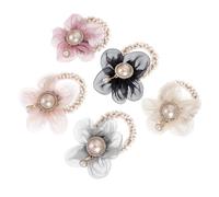 ibasenice 5pcs Elegant Pearl Flower Hair Tie for Women, Comfortable Cloth Material with Delicate Design, for Everyday Wear and Dancing to Fix Hair in Place