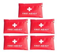 ibasenice 5pcs First Aid Pouch Empty Red 420d Oxford Fabric Mini Emergency Case Tear-Resistant Lightweight for Business Flights