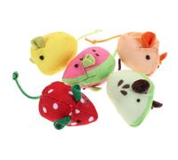 ibasenice 5pcs Fruit Catnip Mice Set for Indoor Cats - Soft Plush Chewable Kitten with Strawberry, Watermelon, Kiwi, Orange, and Designs for Cat Teething and Interactive Play