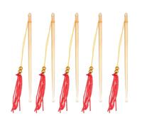 ibasenice 5pcs Khaki Horn Earwax Removal Tools with Tassel Lanyard, Easy to Handle Ear Cleaner Spoons that Will Not Scratch Your Ears, Suitable for Most People Random Color