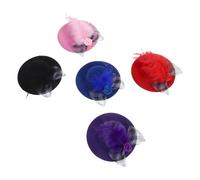 ibasenice 5pcs Miniature Doll Hats Tiny Top Hat Craft Ornaments for Dollhouse Tea Party Decor Mini Headwear Accessories in Blue Pink Black Red Purple Mesh Design