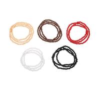 ibasenice 5pcs Natural Wood Bead Necklace Set 8mm Round Beads Tribal Boho Jewelry for Men Women Rustic Hip Hop Style Party Wear