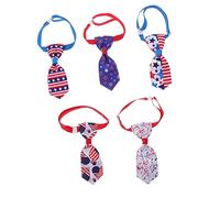 ibasenice 5pcs Pet Neckties Adjustable Cat Tie Dog Neckties Plaid for Dogs Independence Day Union Jack Bow Tie