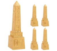 ibasenice 5pcs Resin Egyptian Obelisk Statues Set for Home Decor and Office Decor, Sturdy and Enjoyable Playtime Ancient Egyptian Ornament with Distinctive Golden Finish
