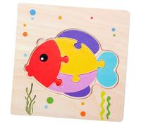 ibasenice 5pcs Wooden Cartoon Animal Puzzle for Educational with Bee Frog Goldfish Fish Elephant Patterns Jigsaw Board for Boys and Preschool Learning and Coordination Development