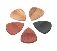 ibasenice 5pcs Wooden Guitar Picks with Groove Design, Thick Solid Wood Thumb and Finger Picks to Protect Fingers and Guitar Strings, for Practice and Recording