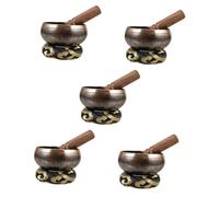 ibasenice 5sets Tibet Buddha Singing Bowl for Meditation Tibetan Metal Bowl Flat Bottom Buddhism Decorative for Yoga Practice Random Color