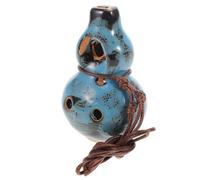 ibasenice 6-hole Alto C Ceramic Ocarina Small Gourd Design Blue Glaze Professional Wind Instrument for Students Storytelling Relaxation and Meditation Music Toy Pendant