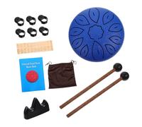 ibasenice 6 Inch Steel Tongue Drum Set 11 Notes C Key Blue Carbon Steel Hand Drum for Music Education Relaxation and Creative Playing