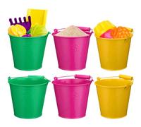ibasenice 6 Pack Small Metal Buckets with Handle for Beach Garden Decor