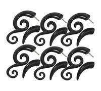 ibasenice 6 Pairs Acrylic Spiral Fake Ear Tunnels Earrings Snail Punk Style Spiral Ear Gauges for Women Asymmetric Gothic for Festival