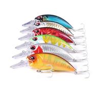 ibasenice 6 Pcs Colorful Bionic Fishing Lures with Movable Tongue Plate Slowly Sinking Hard Baits for Deep Water Fishing Metal Hooks for Various Fish Species Random Color