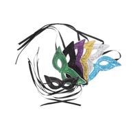 ibasenice 6 Pcs Mardi Gras Festive Headband Masks with Rhinestones Half Face Masquerade Eye Masks Gold Silver Black Blue Green Purple Comfortable for Carnival Parties and Group Celebrations