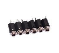 ibasenice 6 PCS Set Threaded Cylinder Endpin Jack 6.35mm 1/4 Inch Guitar Mono Stereo Jack Socket Plug Strap Button 3 Prongs No Screws Needed for Bass Electric Acoustic Guitar