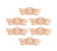 ibasenice 6 Pcs Woodcarving Decal Small Corner Flower Applique in Solid Wood, Khaki Colour, Easy Installation and Versatile Use for Bedrooms and Living Rooms Decorative Furniture Accent