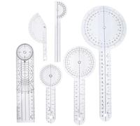 ibasenice 6 Piece Goniometer Set Transparent Plastic Angle Ruler Protractor