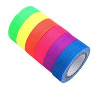 ibasenice 6 Rolls Glow in The Dark Fluorescent Cotton Cloth Tape 15mm X 5m Multi-color Matte Finish High Adhesion UV Party Decoration Tape for Stage, Illusion Shows, and Wall Crafting