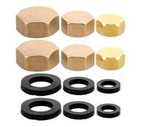 ibasenice 6 Set Brass Pipe End Cap Hex Head, Garden Hose Plug with Washer | Brass Spigot Cap for Outdoor Faucet, Fits Washing Machine Hose, Leakproof Design, Corrosion Resistant, Simple Pipe Sealing