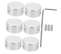 ibasenice 6 Sets Aluminum Effect Pedal Protection Caps for Guitar Foot Nail Caps, Practical Replacement Silver Guitar Parts Accessory for Effect Pedal Footswitch