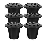ibasenice 6pcs Black Plastic Cemetery Flower Pots Memorial Vase Holder with 16 Holes, Elegant and Classy Design for Indoor and Outdoor Funeral Decorations and Grave Flower Holders