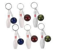 ibasenice 6pcs Bowling Ball Keychains PVC Metal Sports Themed Key Rings for Adults Bowling Party Favors Novelty Key Holder Pendants in Red Green Blue