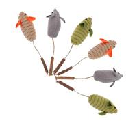 ibasenice 6pcs Catnip Mouse for Cats and Kittens Indoor Interactive Chew for Dental Health and Active Play in Green Gray Beige
