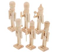 ibasenice 6pcs DIY Unpainted Wooden Nutcracker Figurines Sturdy Blank Christmas Puppets for Painting and Crafting Gifts Smooth Surface DIY Adornment