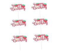 ibasenice 6pcs Glitter Strawberry Cake Picks Reusable Lightweight Fruit Cake Topper for Girl First Birthday Summer Party Decorations