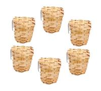 ibasenice 6pcs Hand-woven Bamboo Bird Nest Creative Birds House for Outdoor Garden Handwork Shelter Hooks for Feeding Stations