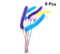 ibasenice 6Pcs Interactive Cat Teaser Stick and Teasing Wand for Indoor Play Stimulating Kitten Mixed Colors for Strengthening Bond and Keeping Pets Active