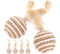 ibasenice 6pcs Interactive Cat with Rope Paper and Plume, Fun Kitten Kicking Ball to Keep Cats Active and Stimulated, for Indoor Play Random Color