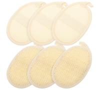 ibasenice 6pcs Loofah Exfoliating Pads Set, Oval Natural Loofah Sponge Body Scrubbers for Shower and Bath, Beige Cotton-Linen Blend, Gentle Skin Cleansing and Makeup Removal Pads for Daily