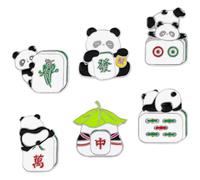 ibasenice 6pcs Mahjong Panda Brooch Chinese Style Cute Brooches for Women Panda Stuff Pin Lapel Pin Decorative for Teens Collar Gifts for Girls