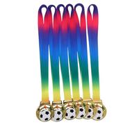ibasenice 6pcs Metal Soccer Medals Lightweight Zinc Alloy Awards with Neck Ribbons Hollow Out Design for Youth Sports Participation and Kickball Tournaments