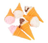 ibasenice 6Pcs Miniature Ice Cream Cone Models Wear-Resistant Resin Decorative Tiny Ice Creams for Dollhouse Decor Kids Play Food Props