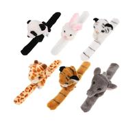 ibasenice 6pcs Plush Animal Slap Bracelets with Adjustable Snap Bands for Includes Rabbit Tiger Panda Giraffe Elephant Wristbands Fun Zoo-themed Party Favors Birthday gifts for for for for for for