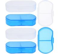 ibasenice 6Pcs Small Portable Plastic Pill Organizer Boxes with Secure Easy-Open Lids Transparent Two-Compartment Travel Medicine Cases for Daily Vitamin Storage Lightweight PP Material