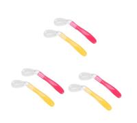 ibasenice 6pcs Soft Silicone Spoon Safe Feeding Utensils Red Yellow Bending Design for Comfortable Use for Introducing Solids Easy to Clean