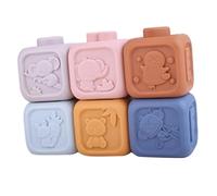 ibasenice 6pcs Soft Vinyl Stacking Building Blocks for Hand Eye Coordination Color Recognition Independent Thinking Development Safe Educational Polyhedron Cubes for Year Old