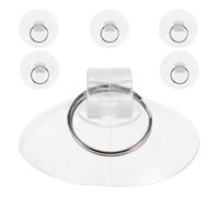 ibasenice 6pcs Suction Cups Hooks PVC Rubber with Metal Key Ring Minimalist Design Strong Suction Power No Trace for Office Bathroom Window Glass