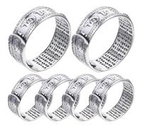 ibasenice 6pcs Vintage Feng Shui Rings for Men Wealth Luck Amulet Scripture Engraved Metal Finger Rings Comfortable Fit Unique Protective Jewelry