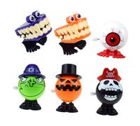ibasenice 6pcs Wind-Up Jumping Halloween Set for - Orange Teeth, Pumpkin Hat, Pirate Head, Witch, Red Eyeball - Christmas Trick or Treat Walking